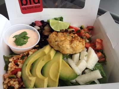 healthy salad with avocado from bfd deli in San Diego